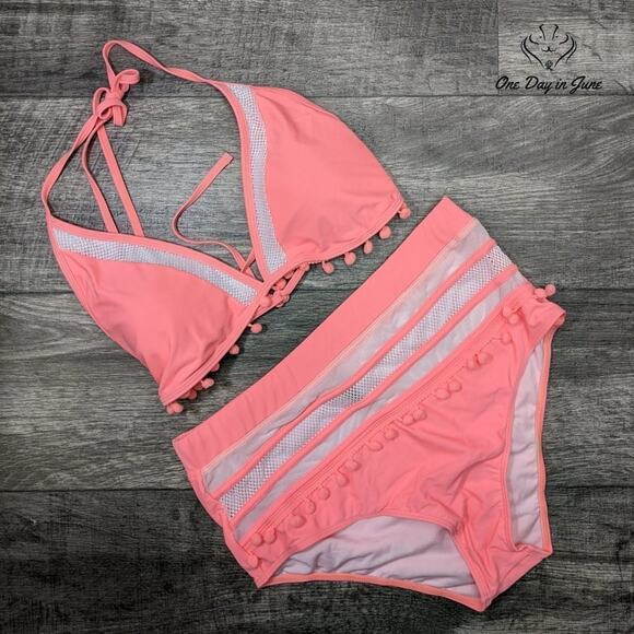 Bdcoco High Waist Halter Tassel Bikini Swimsuit Size XL - Picture 3 of 4